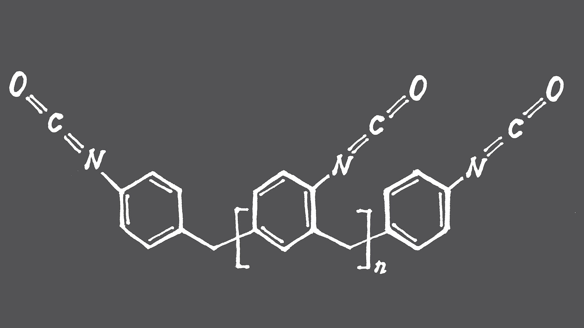 Chemische Formel für Polyurethane auf grauem Hintergrund