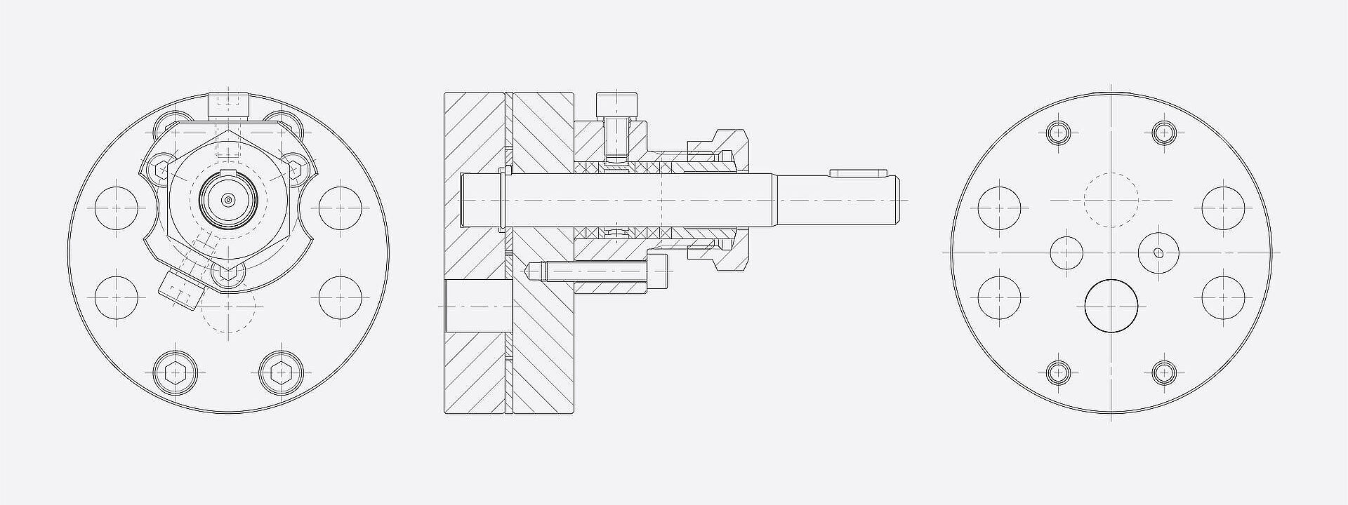 Sketch Gear Metering Pump with inline mounting